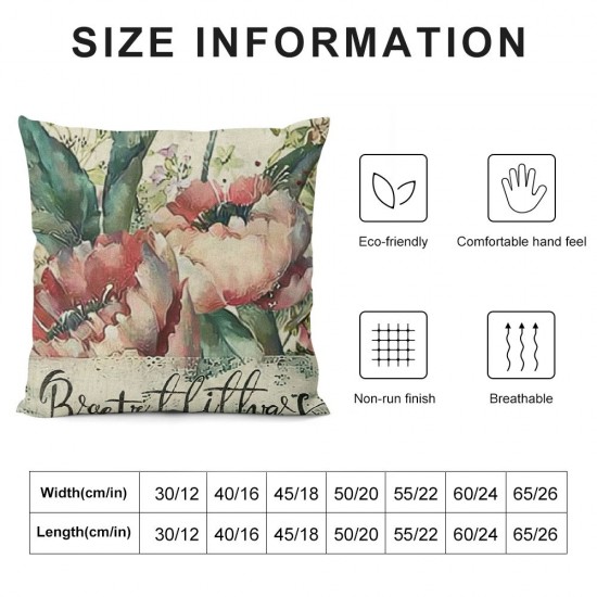 Spring Pillow Covers Pink Flower Floral Bless This Home Set of Green Farmhouse Decorative Throw Pillows Cases Outdoor Decor for Couch Sofa