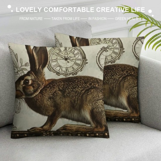 Vintage Rabbit Bunny Pillow Cover Easter Decorations Cute Animal Home Decor Throw Pillow Case Cremones De Fenetre Paris Stamps Cushion Cover inch (Paris Rabbit)