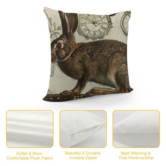 Vintage Rabbit Bunny Pillow Cover Easter Decorations Cute Animal Home Decor Throw Pillow Case Cremones De Fenetre Paris Stamps Cushion Cover inch (Paris Rabbit)