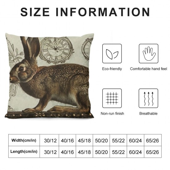 Vintage Rabbit Bunny Pillow Cover Easter Decorations Cute Animal Home Decor Throw Pillow Case Cremones De Fenetre Paris Stamps Cushion Cover inch (Paris Rabbit)