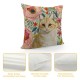 Throw Pillow Covers Orange Tabby Cat Spring Florals Cushion Pillow Case Home Decor Pillowcase Inches