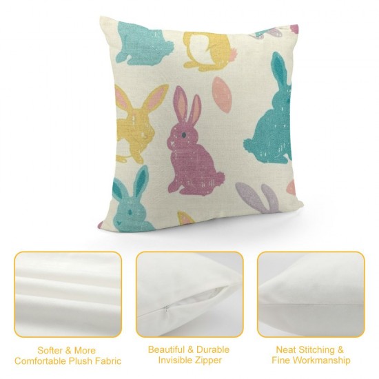 Pcs Easter Bunny Pillow Covers Throw Pillow Case Cute Cartoon Cushion Cover for Home Office Couch Car, Inch