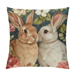 Qinduosi Easter Rabbit Flower Buffalo Plaid Gray Throw Pillow Cover, Inch Bird Be Kind Cushion Case Decoration for Sofa Couch Set of