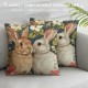 Qinduosi Easter Rabbit Flower Buffalo Plaid Gray Throw Pillow Cover, Inch Bird Be Kind Cushion Case Decoration for Sofa Couch Set of