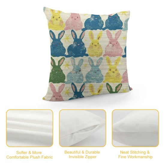 Qinduosi Bunny Easter Throw Pillow Cover, Inch Colorful Rabbit Cushion Case Decoration for Sofa Couch