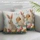 Pillow Covers , Rabbits Bunny Hello Bunnies Spring Home Decor Decorative Farmhouse Throw Pillow Covers for Sofa Couch Room Decor