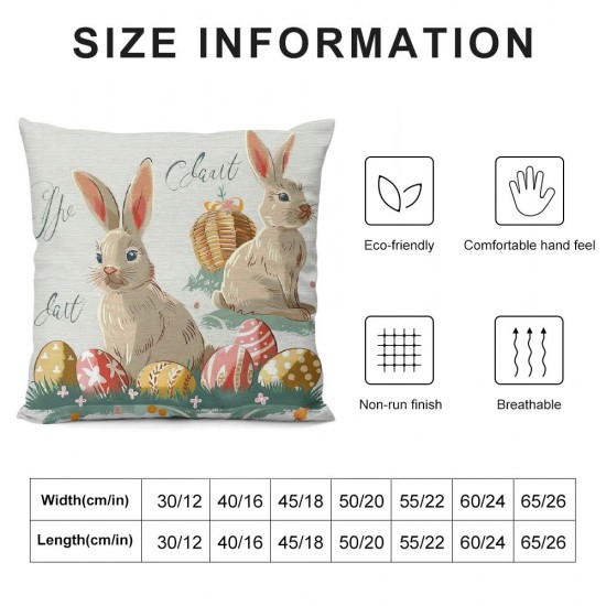 Pillow Covers , Rabbits Bunny Hello Bunnies Spring Home Decor Decorative Farmhouse Throw Pillow Covers for Sofa Couch Room Decor