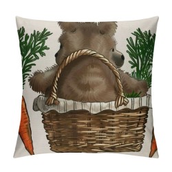 Qinduosi Easter Bunny Throw Pillow Cover, Inch Basket Rabbit Cushion Case Decoration for Sofa Couch