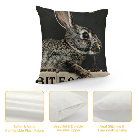 Vintage Farmhouse Throw Pillow Covers Set of Blue Stripe Hare Retro Spring Summer Decor Rabbit Pillow Case Cushion for Sofa Couch