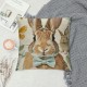 Qinduosi Happy Easter Bunny Decorative Throw Pillow Covers Set of hello Rabbit Flowers Porch Patio Outdoor Pillowcase, Plaid Check Polka Dot Farmhouse Cushion Case Home Decor