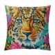 Summer Pillow Cover Inch - Vibrant Animal Print with Colorful Floral, Exotic Decorative Cushion Case for Home Decor