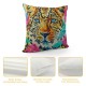 Summer Pillow Cover Inch - Vibrant Animal Print with Colorful Floral, Exotic Decorative Cushion Case for Home Decor