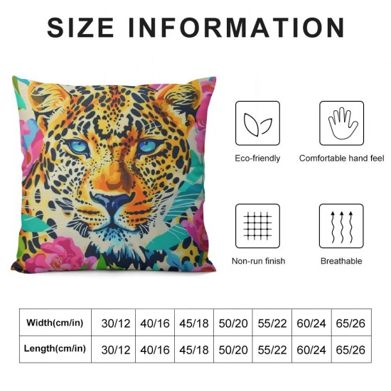 Summer Pillow Cover Inch - Vibrant Animal Print with Colorful Floral, Exotic Decorative Cushion Case for Home Decor