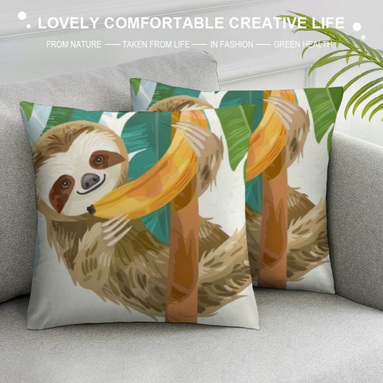 Jungle Animals Throw Pillow Covers Set of  Giraffe Lion Crocodile Sloth Decorative Pillows Case Soft Velvet Cushion Covers for Kids Baby Nursery Decor