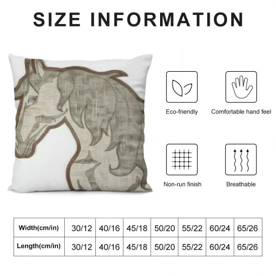 Animal Throw Pillow Covers Horse Pattren Embroidered Inches for Couch Cushions Covers (White) …