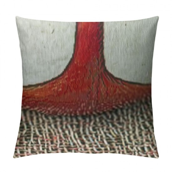 Linen Square Decorative Throw Pillow Case Cushion Cover Green Background Red Dog