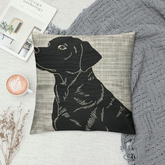 Dog Throw Pillow Cover Silhouette Dog Animal Pet Friend Canine Puppy Mammal Cute Pillow Case Inch Decorative Men Women Boy Girl Room Cushion Cover for Home Couch Bed