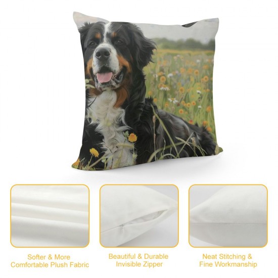 Interesting Bernese Mountain Dog Side Pillow Cover, Home Decor Cushion Cover, Sofa Pillow Pillow Cover