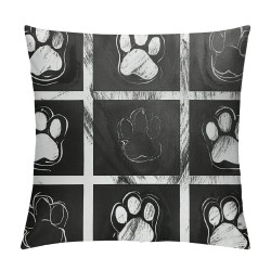 Throw Pillow Covers Doodle Black White Dog Animals Paws Print Square Pillowcase for Home Decor Sofa Car Bedroom Pillow case