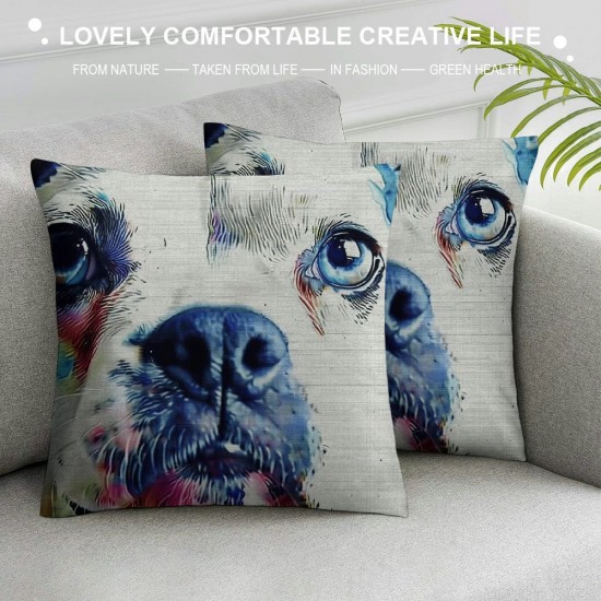 Qinduosi Throw Pillow Covers Dog Art Watercolor Cushion Pillow Case Home Decor Pillowcase Inches