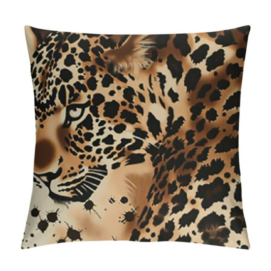 Brown Pillow Cover Inches Throw Pillows Set of Soft Material Animal Print Pillows Square Cushion Cover for Couch Sofa Patio Bedroom Livingroom