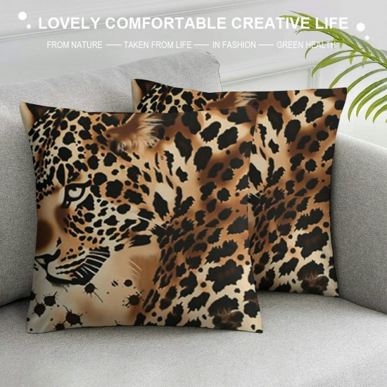 Brown Pillow Cover Inches Throw Pillows Set of Soft Material Animal Print Pillows Square Cushion Cover for Couch Sofa Patio Bedroom Livingroom