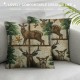 Vintage Farmhouse Animals Throw Pillow Covers Inch Set of Bear Deer Decorative Pillows Case Polyester Linen Outdoor Cushion Covers for Couch Sofa Bed Home Decor