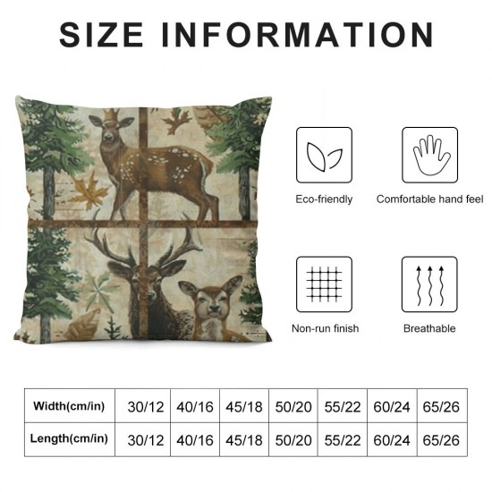 Vintage Farmhouse Animals Throw Pillow Covers Inch Set of Bear Deer Decorative Pillows Case Polyester Linen Outdoor Cushion Covers for Couch Sofa Bed Home Decor