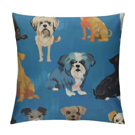 Cute Puppy Dogs Animal Throw Pillow Covers Set of  Decorative Pillowcases Soft Cushion Covers for Sofa Couch Bed Home Decor