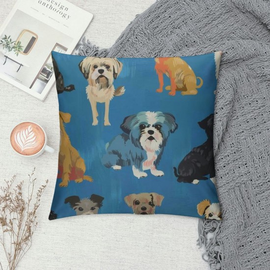 Cute Puppy Dogs Animal Throw Pillow Covers Set of  Decorative Pillowcases Soft Cushion Covers for Sofa Couch Bed Home Decor