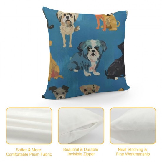 Cute Puppy Dogs Animal Throw Pillow Covers Set of  Decorative Pillowcases Soft Cushion Covers for Sofa Couch Bed Home Decor