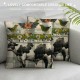 Spring Gray Buffalo Plaids Farmhouse Animals Pillow Covers Dairy Cow Pig with Decor Throw Pillow Case Cushion Cover " Set of Home Decoration