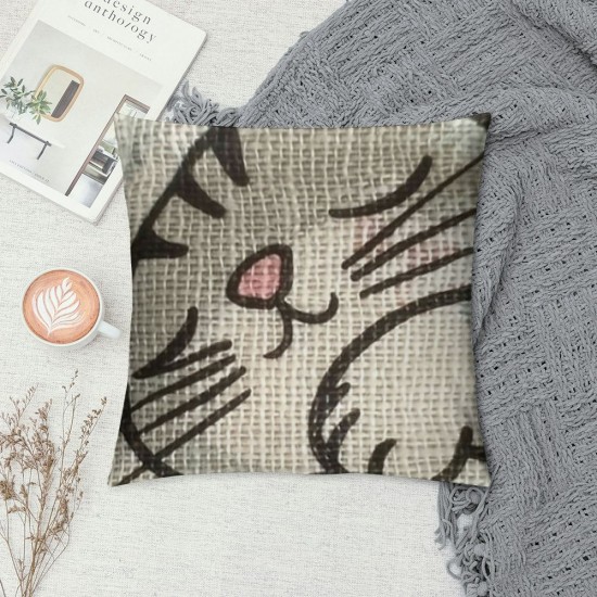 Happy Sleepy Print Cat Pillow Cushions Cover Throw Pillow Cover For Sofa Office Decorative Pillowslip Gift Ideas Household Pillowcase "