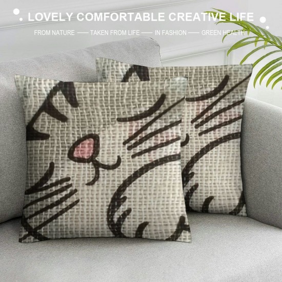 Happy Sleepy Print Cat Pillow Cushions Cover Throw Pillow Cover For Sofa Office Decorative Pillowslip Gift Ideas Household Pillowcase "