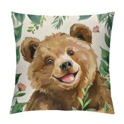 Qinduosi Spring Forest Animals Throw Pillow Covers Inch Rabbit Green Leaves Decorative Pillows Soft Velve Cushion Cases for Couch Sofa Bed Home Decor Set of