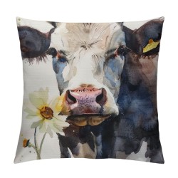 Cow Farmhouse Fall Farmhouse Pillow Cover , Animal Painting Art Pillow Cover Decorative Summer Throw Pillow Covers,Outdoor Home Decor