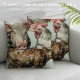 Qinduosi Spring Cow Pig Decorative Throw Pillow Covers Set of Sweet Farm Animal Daisy Flower Blue Cushion Case Decor, Bless Me Home Farmhouse Decoration for Sofa Couch