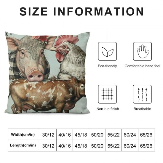 Qinduosi Spring Cow Pig Decorative Throw Pillow Covers Set of Sweet Farm Animal Daisy Flower Blue Cushion Case Decor, Bless Me Home Farmhouse Decoration for Sofa Couch