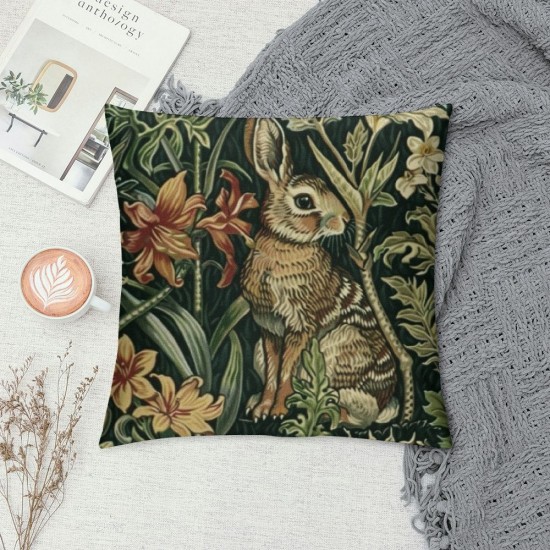 Set Of Forest Animals Hare Morris Throw Pillow Covers Inch Aesthetic Pillow For Bedroom Decorative Pillowcase Home Decor Living Room Cushion Case For Bed Sofa Couch