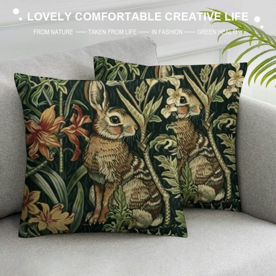 Set Of Forest Animals Hare Morris Throw Pillow Covers Inch Aesthetic Pillow For Bedroom Decorative Pillowcase Home Decor Living Room Cushion Case For Bed Sofa Couch