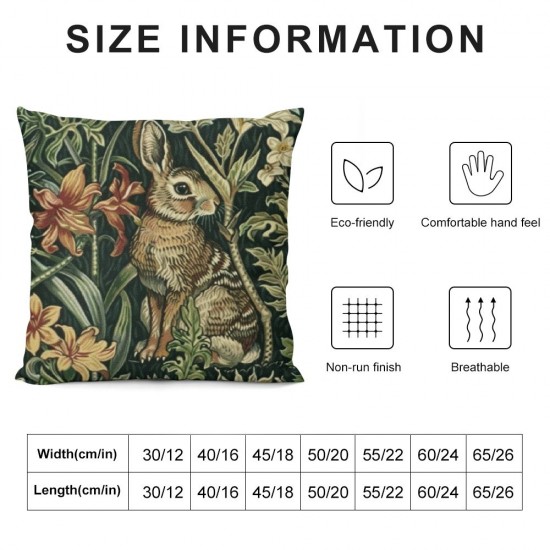 Set Of Forest Animals Hare Morris Throw Pillow Covers Inch Aesthetic Pillow For Bedroom Decorative Pillowcase Home Decor Living Room Cushion Case For Bed Sofa Couch