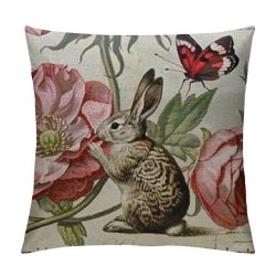 HopyeerPack Rustic Vintage Animals Throw Pillow Covers Decorative Cute Dragonflies Robin Birds Butterfly Flowers Pillow Cushion Cover "(VA-Animals)