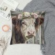 Highland Cow Art Farmhouse Throw Pillow Cover Decor Vintage Country Farmhouse Art for Gifts and Home Decor Throw Pillow Cover