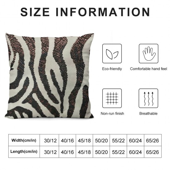 Pillow Cover Pattern Nature Animal Print Brown White - Soft Linen Pillow Case for Decorative Bedroom/Livingroom/Sofa/Farm House - Cushion Covers Inch cm