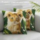 Throw Pillow Covers Inch Lion Tropical Outdoor Decorative Pillows Polyester Linen Cushion Cases for Couch Sofa Bed Home Decor Set of