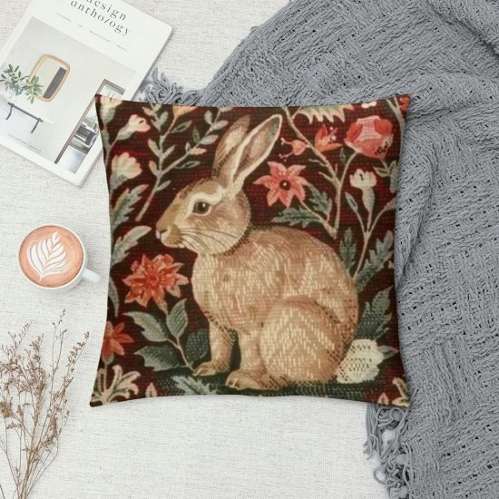 Pillow Cover,Medieval Rabbit I Modern Throw Pillow Case Modern Cushion Cover Square Pillowcase Decoration for Sofa Bed Chair Car Inch