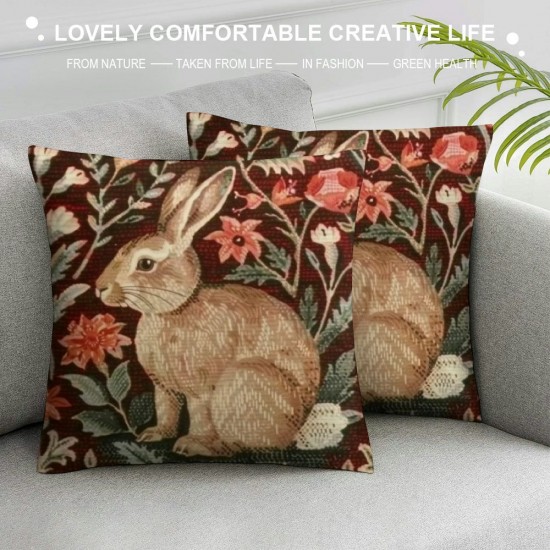 Pillow Cover,Medieval Rabbit I Modern Throw Pillow Case Modern Cushion Cover Square Pillowcase Decoration for Sofa Bed Chair Car Inch