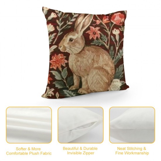 Pillow Cover,Medieval Rabbit I Modern Throw Pillow Case Modern Cushion Cover Square Pillowcase Decoration for Sofa Bed Chair Car Inch