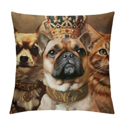 Qinduosi Funny Pet Portrait Throw Pillow Cover Cat Dog Portrait Pillowcase for Car Sofa Office Bed Room Home Decorations Dog Queen Pillowcase for Christmas Home Decoration Christmas Birthday Gift