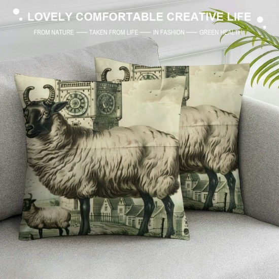 Qinduosi Vintage Farmhouse Animals Throw Pillow Covers Inch Pig Retro Truck Pillows for Sofa Home Decor Set of